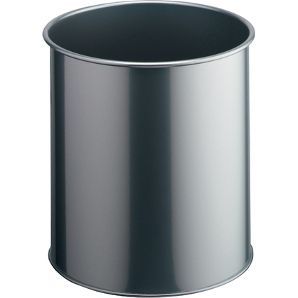 DURABLE Corbeille METALL, rond, 15 litres, argent mtallique