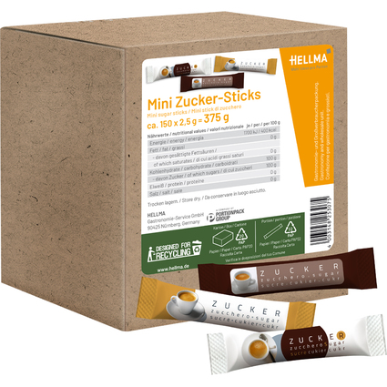 HELLMA Mini sticks de sucre, dans un carton