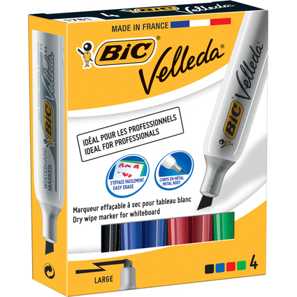 BIC Marqueur pour tableau blanc Velleda 1781, tui de 4