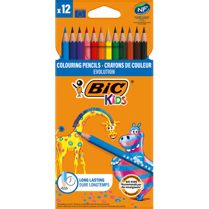 BIC KIDS Crayon de couleur Evolution ecolutions, tui de 12