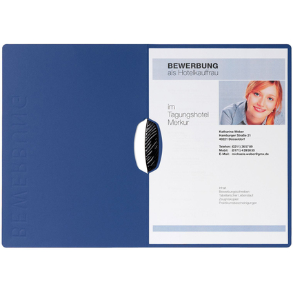 PAGNA Bewerbungsmappe "Swing", DIN A4, aus Karton, blau
