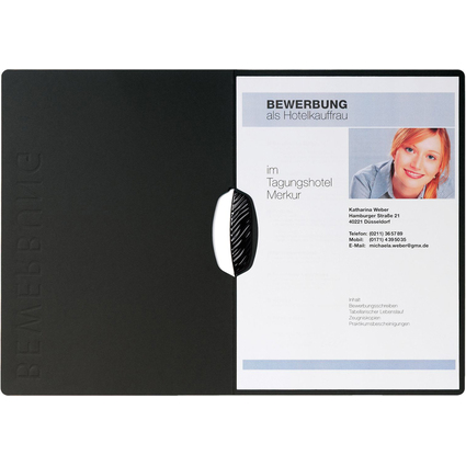 PAGNA Bewerbungsmappe "Swing", DIN A4, aus Karton, schwarz