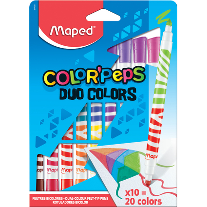 Maped Feutre double pointe DUO COLOR'PEPS, tui de 10