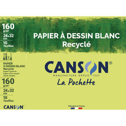 CANSON Papier  dessin recycl, 240 x 320mm, 160 g/m2, blanc