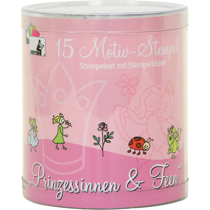 HEYDA Kit de tampons  motifs "princesses & fes", bote