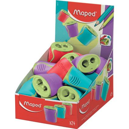 Maped Double taille-crayon, en plastique, prsentoir de 24