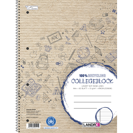 LANDR Cahier  spirale "Recycling" A4, lign, 160 pages