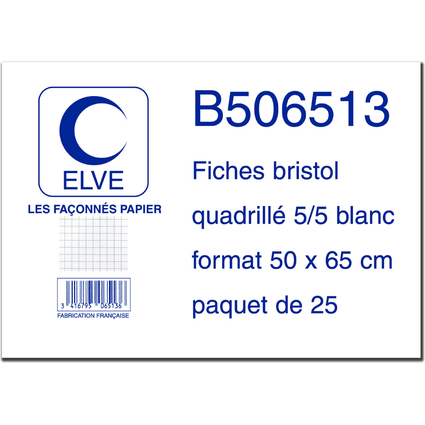 ELVE Fiches bristol quadrilles 5/5, 500 x 650 mm, 25 fiches