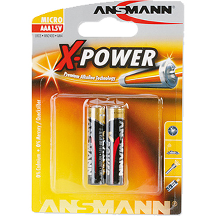 ANSMANN Pile alcaline "X-Power", Micro AAA, blister de 2