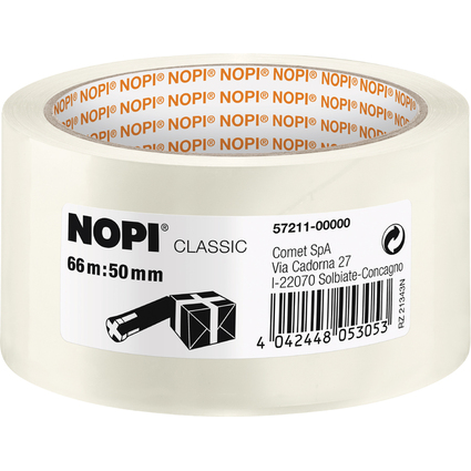 NOPI Ruban adhsif d'emballage en PP, 50 mm x 66 m