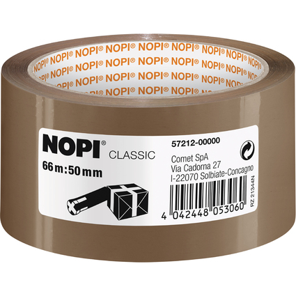 NOPI Ruban adhsif d'emballage en PP, 50 mm x 66 m, marron