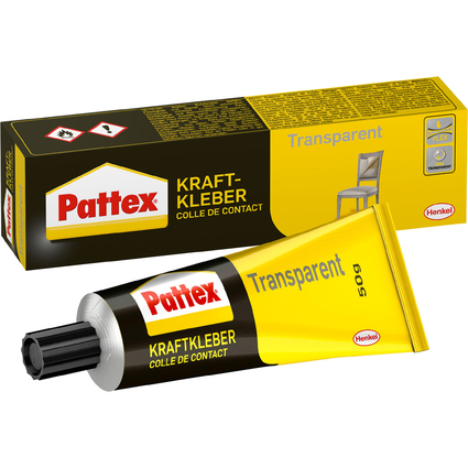 Pattex Colle de contact, transparente, avec solvant, tube de