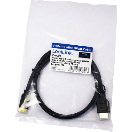 LogiLink Cble HDMI, A mle - mini C mle, 1 m