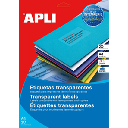 APLI Etiquettes translucides, 63,5 x 38,1 mm