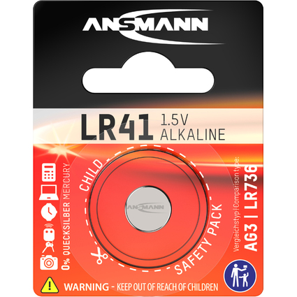 ANSMANN Pile bouton alcaline "LR41", 1,5 Volt (AG3)