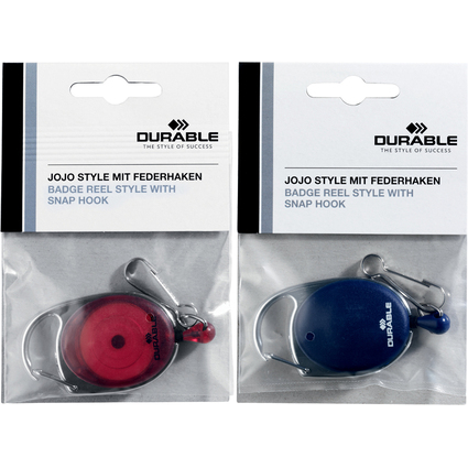 DURABLE Porte-badge avec enrouleur, oval, rouge/transparent