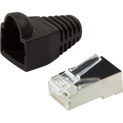 LogiLink Connecteur mle RJ45, Cat.5e, noir, avec manchon de