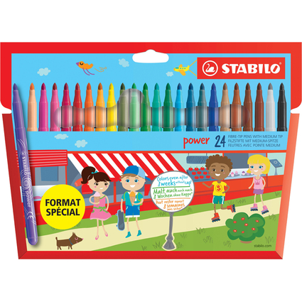 STABILO Feutre power, rond, tui en carton de 24