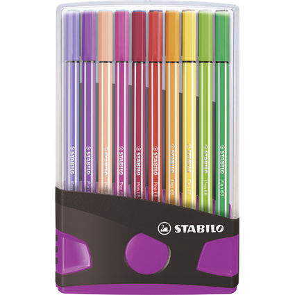 STABILO Stylo feutre Pen 68, ColorParade de 20, gris/rose