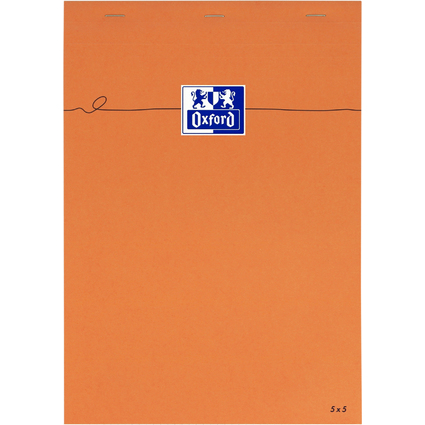 Oxford Bloc-notes, A4, quadrill, 80 feuilles, orange