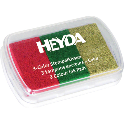 HEYDA Tampons encreurs "3-Color", rouge / vert fonc / or