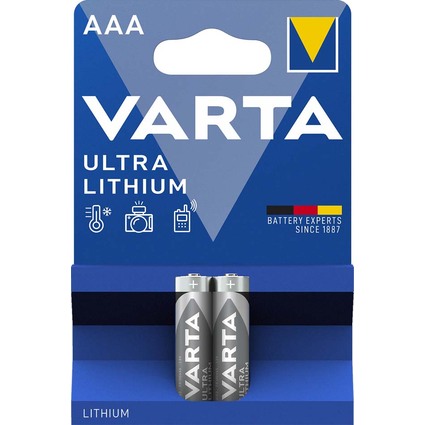 VARTA Pile au lithium Ultra Lithium, Micro (AAA), pack de 2