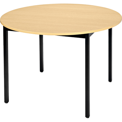 SODEMATUB Table universelle 80ROHN, rond, 800 mm, htre/noir