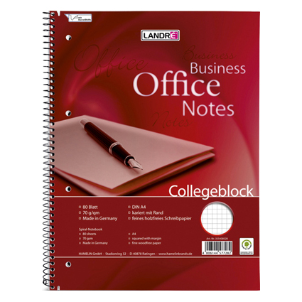 LANDR Cahier "Business Office Notes", format A5, quadrill