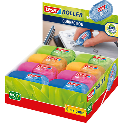 tesa ecoLogo Mini roller de correction jetable, 5 mm x 6 m