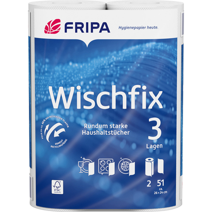 Fripa Rouleau d'essuie-tout Wischfix, 3 couches, extra blanc