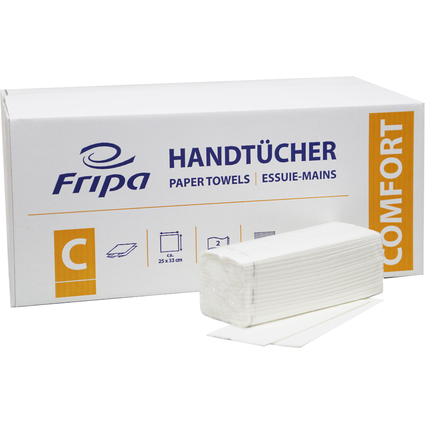 Fripa Essuie-mains COMFORT, 250 x 330 mm, pli C, extra blanc