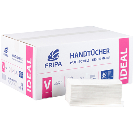 Fripa Essuie-mains IDEAL, 250 x 230 mm, pli-V, extra blanc