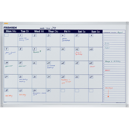 FRANKEN Tableau planning X-tra!Line semainier, 900 x 600 mm