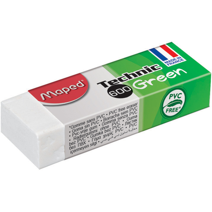 Maped Gomme en plastique Technic  600 Green, blanc