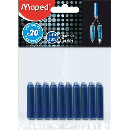 Maped Cartouche d'encre, bleu, dans un blister