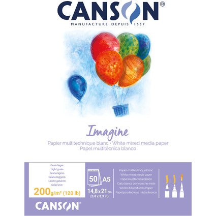 CANSON Bloc  dessin Imagine, format A5, 200 g/m2