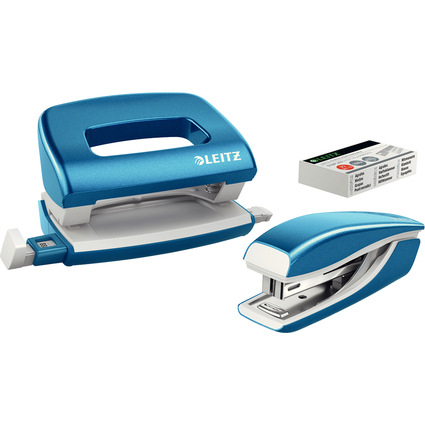 LEITZ kit mini agrafeuse et perforateur Nexxt WOW, bleu