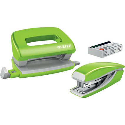 LEITZ Kit mini agrafeuse et perforateur Nexxt WOW, vert