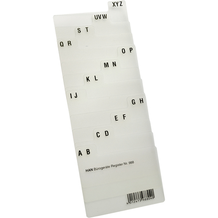 HAN Index alphabtique A-Z, PP, A8 paysage, translucide, 12