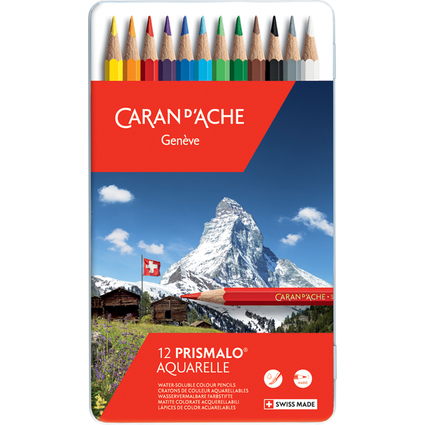 CARAN D'ACHE Crayon de couleur PRISMALO Aquarelle, 12 pices