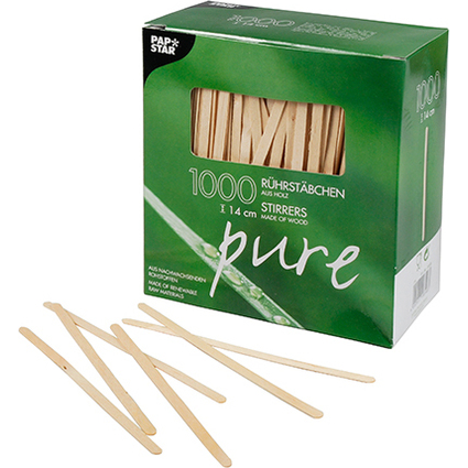 PAPSTAR Touillette "pure", longueur: 140 mm, en bois