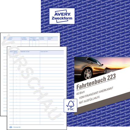 AVERY Zweckform Formularbuch "Fahrtenbuch", A5, 40 Blatt