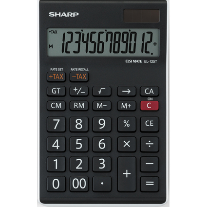 SHARP Calculatrice de bureau EL-125 TWH, solaire/pile