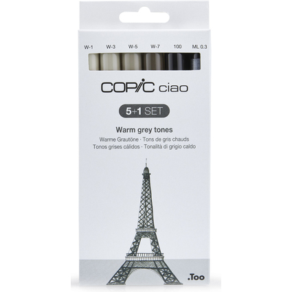 COPIC Kit de marqueurs Hobbymarker ciao 5+1, teintes grises