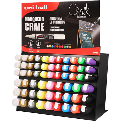 uni-ball Marqueur craie Chalk, prsentoir de 63 pices