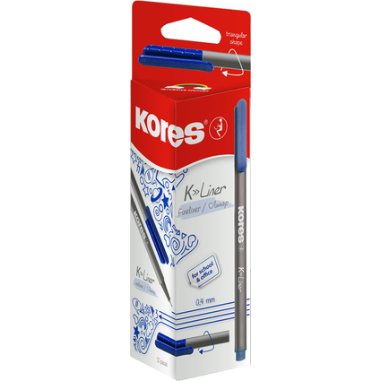 Kores Feutres "K-Liner", largeur de trac: 0,4 mm, bleu