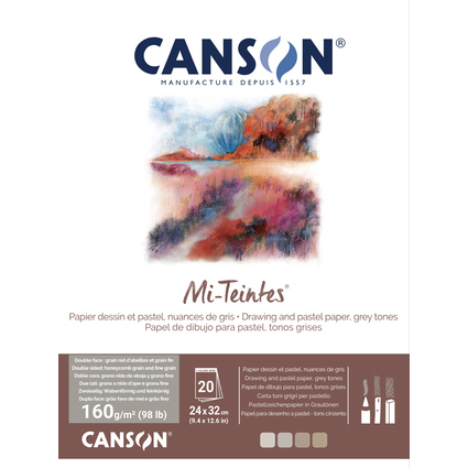 CANSON Papier beaux-arts Mi-Teintes, en bloc, 240 x 320 mm