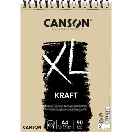 CANSON Bloc  croquis et tudes XL KRAFT, A4