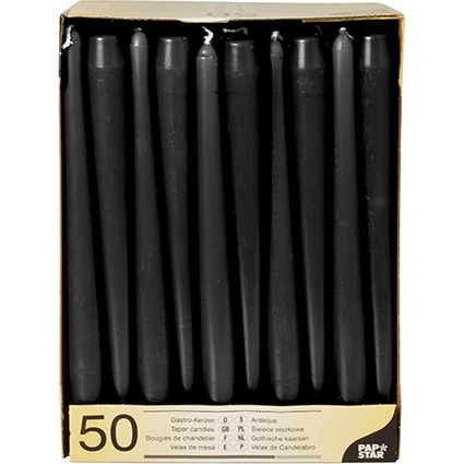 PAPSTAR Bougie de chandelier, 22 mm, pack de 50, noir