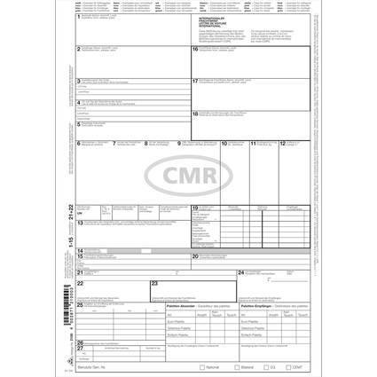 RNK Verlag Formulaire "Lettre de voiture International" CMR